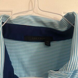 Trump National Bedminster - Greyson Aqua and White Striped Shirt
